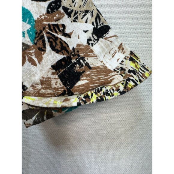 Christopher & Banks Womens Button-Up Shirt Blouse Size L Brown Floral 3/4 Sleeve - Picture 8 of 11